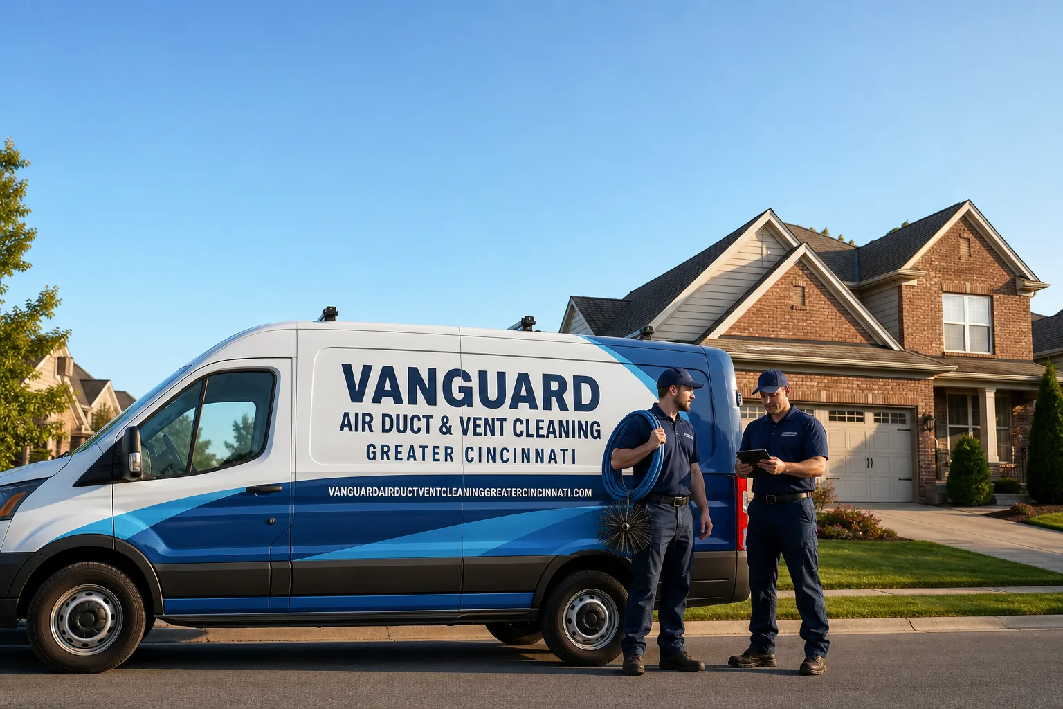 Vanguard Air Duct & Vent Cleaning Greater Cincinnati service vehicle and crew in Cincinnati, OH